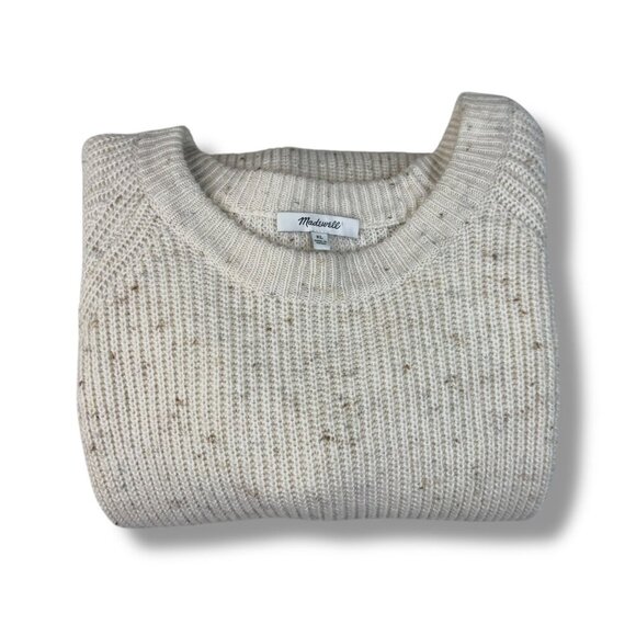 Madewell Donegal Sweater Dress Womens Sz XL Ivory Wool Blend Curved Hem Knit - Picture 2 of 10